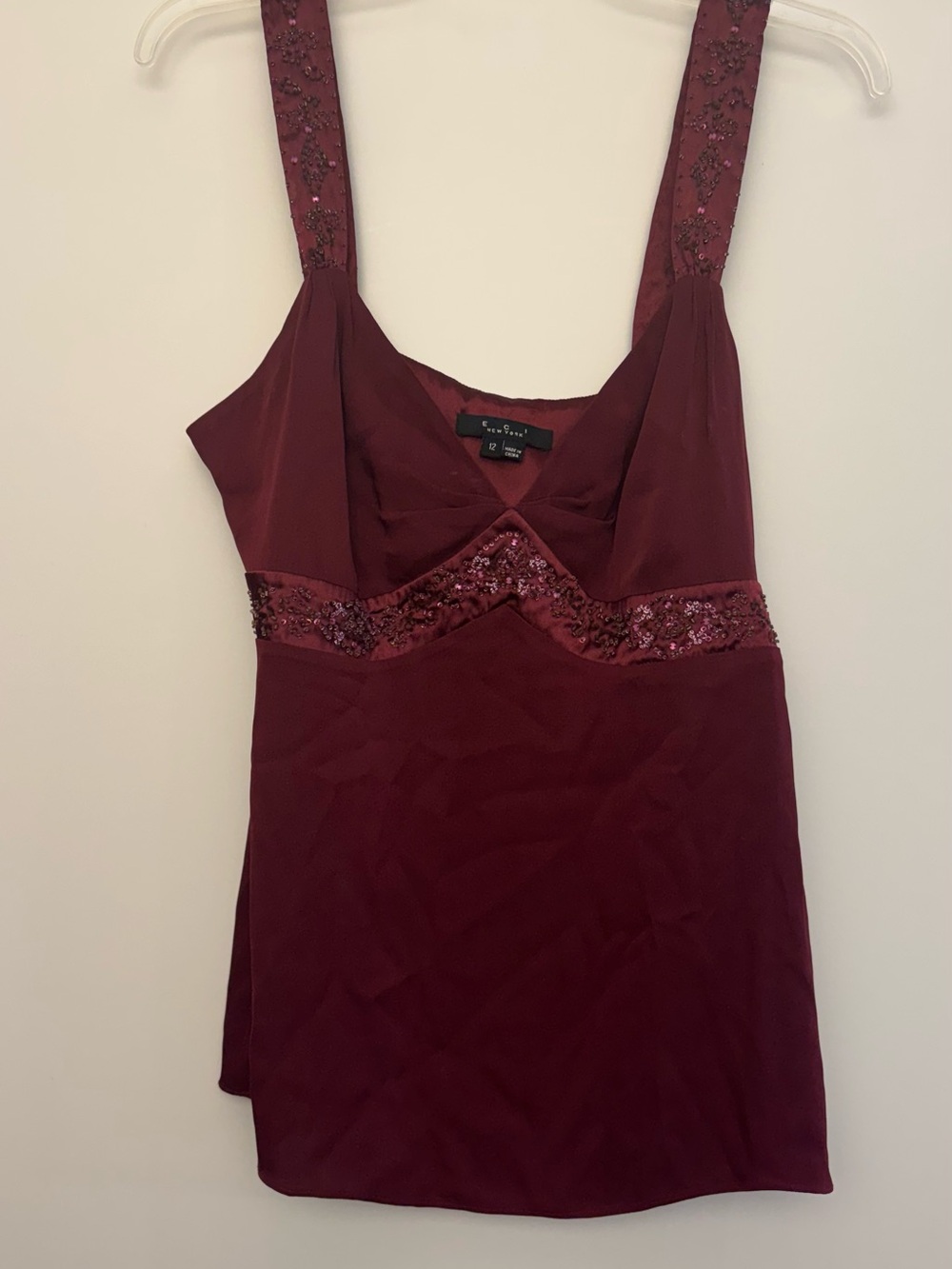 Burgundy Beaded Tank Top